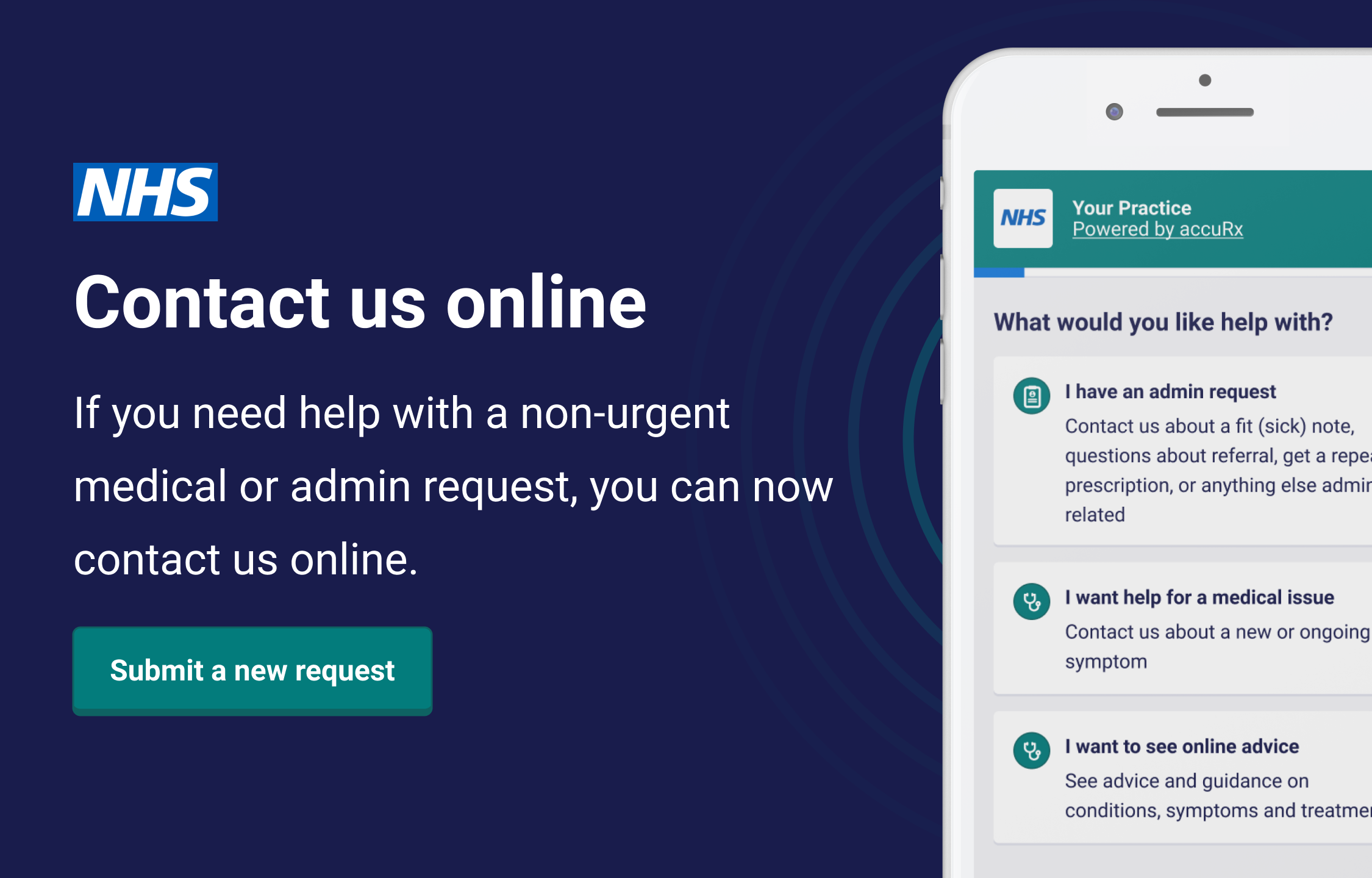 Contact us online for help with a non-urgent medical or admin request